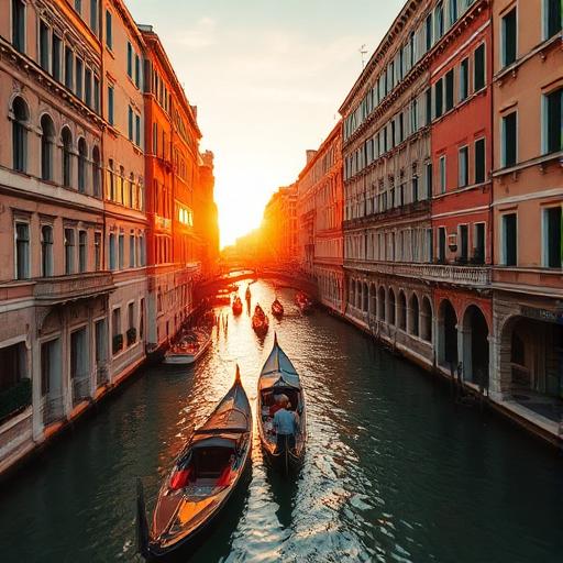 Canal de Venise au coucher du soleil