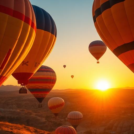 Montgolfières au lever du soleil en Cappadoce